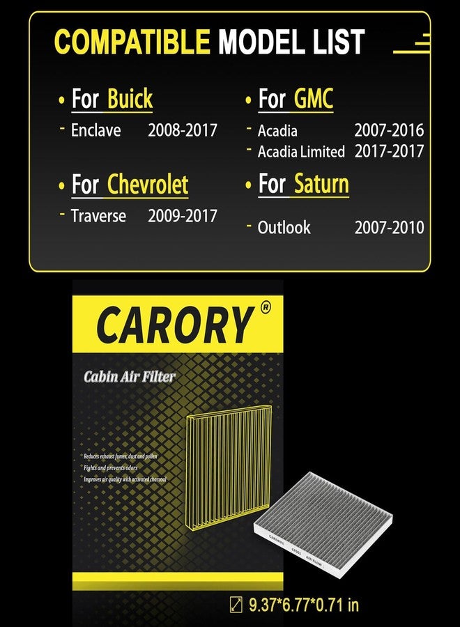 CARORY Cabin Air Filter w/Activated Carbon for 2008-2017 Buick Enclave, 2009-2017 Chevy Traverse, 2007-2016 GMC Acadia, 2017 GMC Acadia Limited, 2007-2010 Saturn Outlook, CF11663, 20958479 - Image 2
